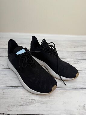 Saysh Black Knit Lace-Up Sneakers with White Midsole by